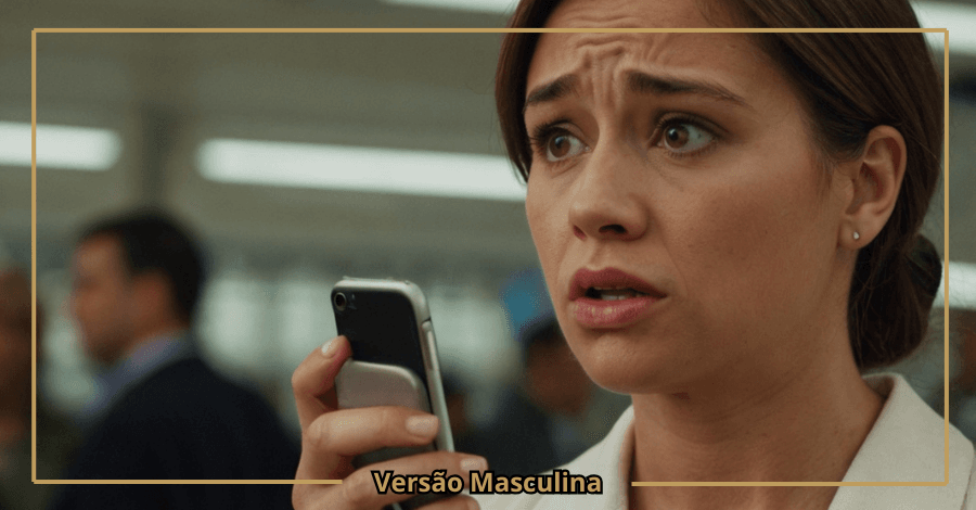 Ele afastou-se sem explicação o que fazer – mulher confusa a olhar para o telemóvel sem resposta