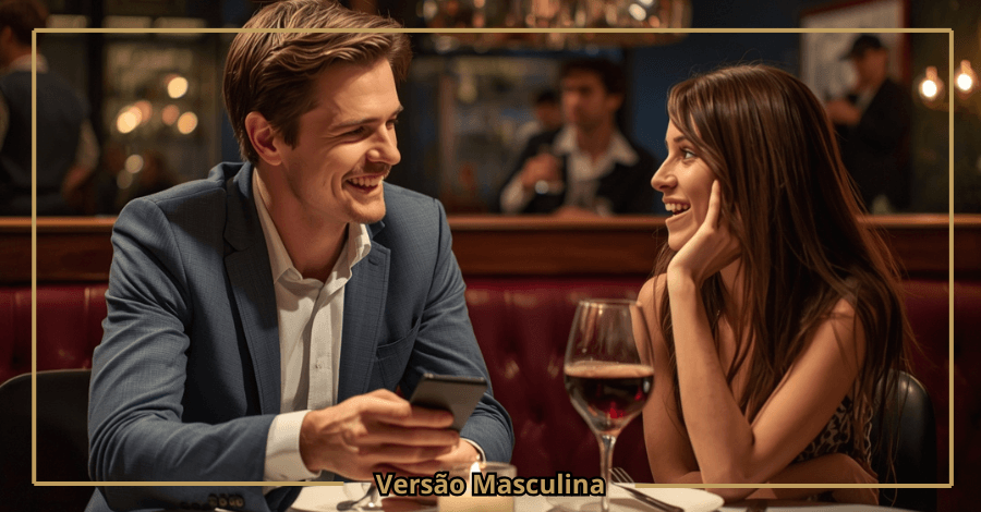 Homem a pagar encontro enquanto demonstra interesse emocional numa relação em desenvolvimento