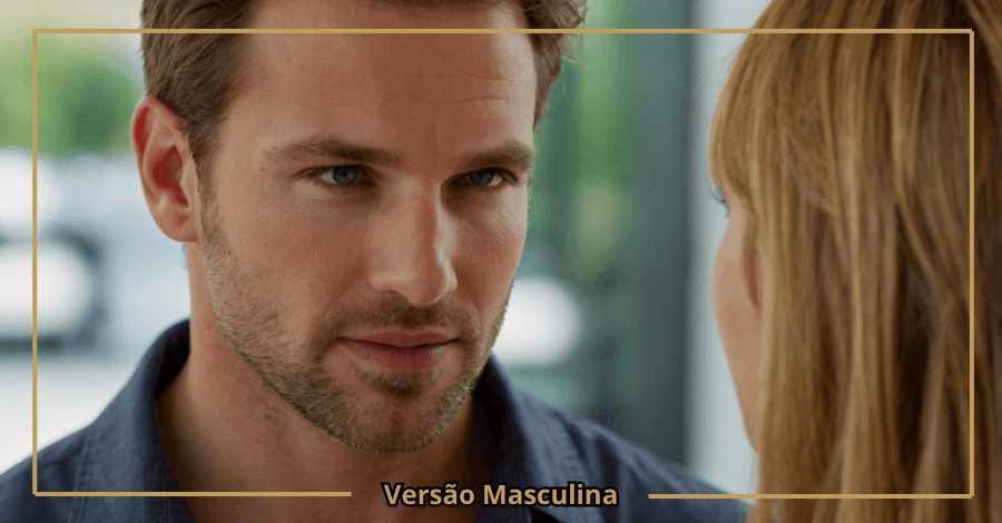 Homem a demonstrar linguagem corporal de desejo através do olhar e proximidade física