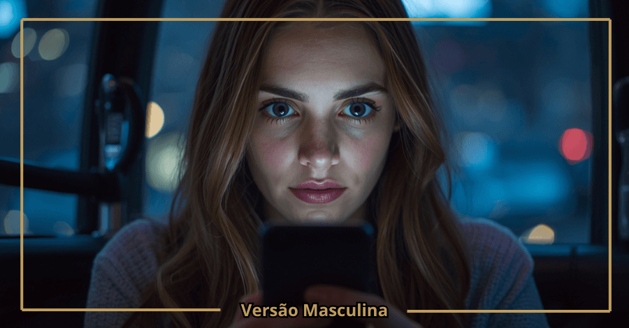 Mulher a olhar para o telemóvel sentindo silêncio emocional após sinais de perda de interesse em mensagens